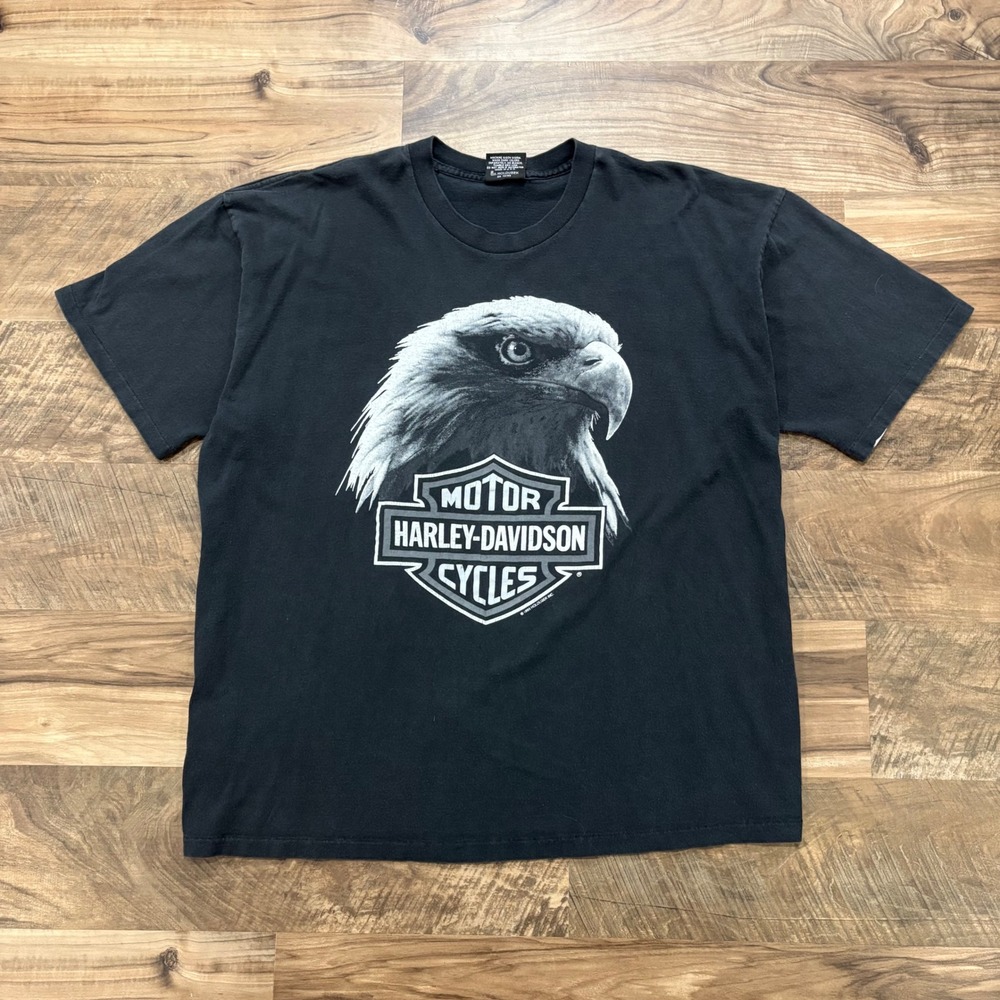 Vintage Y2K Harley Davidson T-shirt Mens XL Black 1993 Eagle Melbourne FL Tee